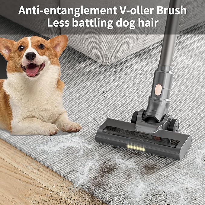 Mojojo H008G-SG Cordless Vacuum Cleaner 55 Min Runtime 200W Power 6 x 2200mAh Batteries 35KPA Suction (Silver Gray)