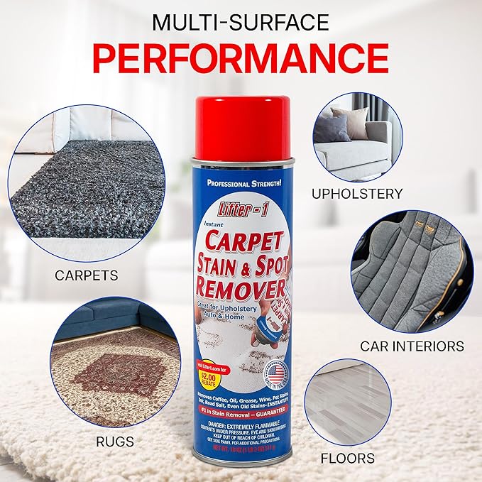 Carpet Spot Remover Stain and Red wine Remover and Spot Treatment for Oil Grease Urine Cleaning Performance for Rugs Upholstery Fabrics Pack of 6