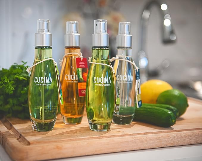 Fruits &amp Passion Cucina Fragrant Kitchen Mist – Sea Salt &amp Amalfi Lemon Home &amp Kitchen Air Freshener Spray in Decorative Glass Bottle Clean Citrus &amp Mineral Scent 3.3 fl oz (100 ml)