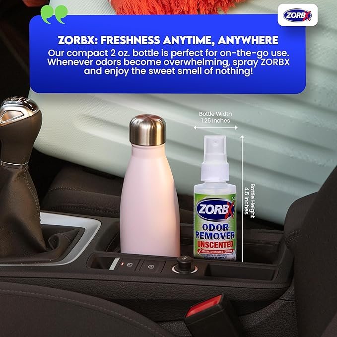 ZORBX Unscented Odor Eliminator for Strong Odor 2 Oz Pack of 24 - Used in Hospitals &amp Healthcare Facilities - Advanced Trusted Formula Fast-Acting Odor Remover Spray for Dog Cat House &amp Ca