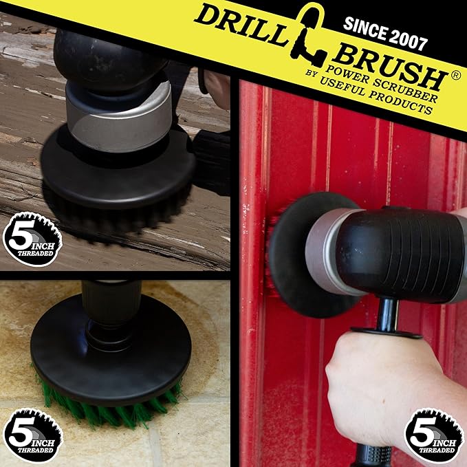 Construction Tools - Medium Stiff Ultra Stiff Scrub 3 Brush Kit - Threaded - 5/16 x 24 - fits Electric - Cordless - Air Pneumatic - Dual Action - Orbital - Rotary - Buffer - Polisher - Machine