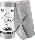 Fantasticlean Tear-Away Microfiber Cleaning Cloth Roll 12'' by 12''- 36 Sheets Thick &amp Large Detailing Towels Ultra Absorbent Lint-Free Reusable Wipes for Home Car or Outdoor (Glossy Grey)