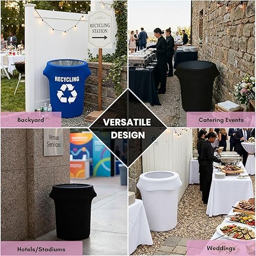YOUR CHAIR COVERS - 32 Gallon Stretch Spandex Fitted Trash Can/Waste Container Cover - Red (Cover ONLY Trash CAN NOT Included)