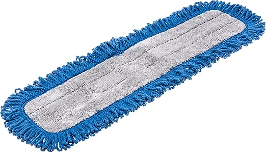 FLO-PAC Dry Mop Mop Pad Looped Fringe with Microfiber Center for Floor and Wall Cleaning 24 Inches Blue (Pack of 12)
