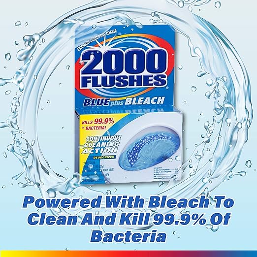 2000 FLUSHES 208082 Blue Plus Bleach Automatic Toilet Bowl Cleaner Twin-Pack 3.5 OZ [PACK OF 6]