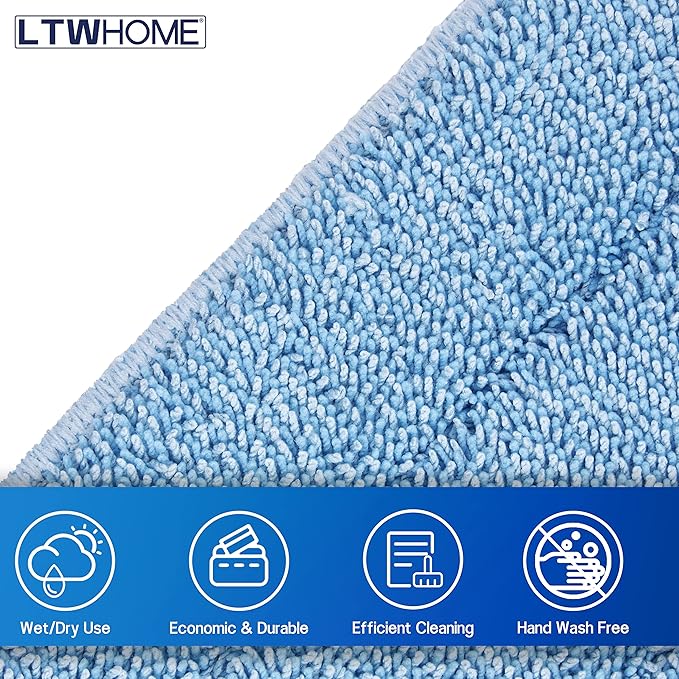 LTWHOME 24 Microfiber Commercial Mop Refill Pads in Blue Fit for Wet or Dry Floor Cleaning (Pack of 6)