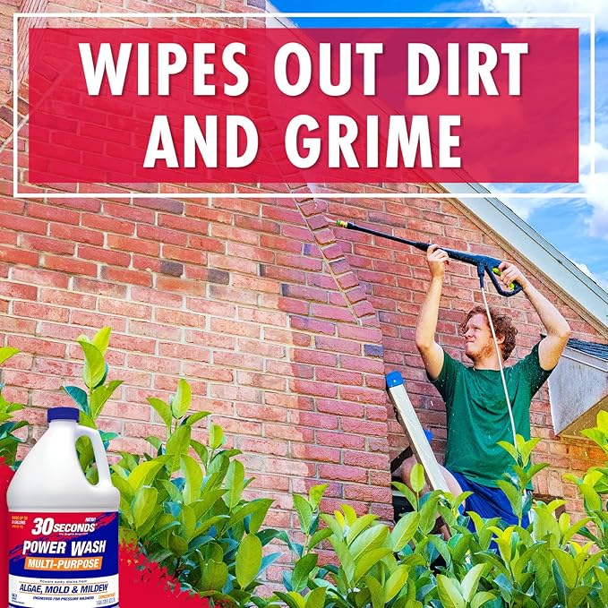 30 SECONDS Pressure Washer Concentrated Cleaner – Power Cleans Stains from Algae Mold &amp Mildew Dirt Grime – Makes up to 20 Gallons