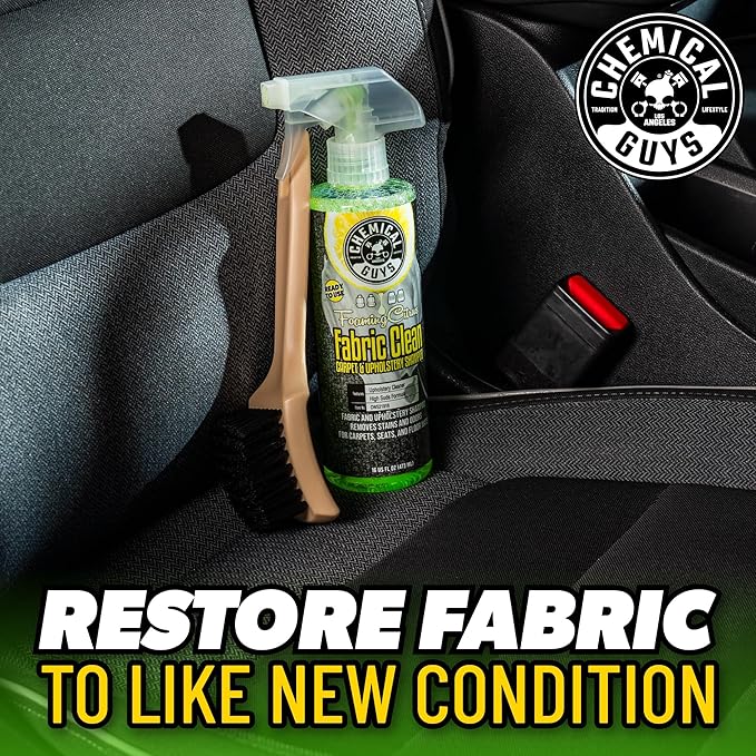Chemical Guys Sprayable Citrus Fabric Clean Carpet &amp Upholstery Cleaner (Car Carpets Seats &amp Floor Mats) 16 fl oz Citrus Scent + Induro 7 Heavy Duty Nifty Interior Brush - HOL463