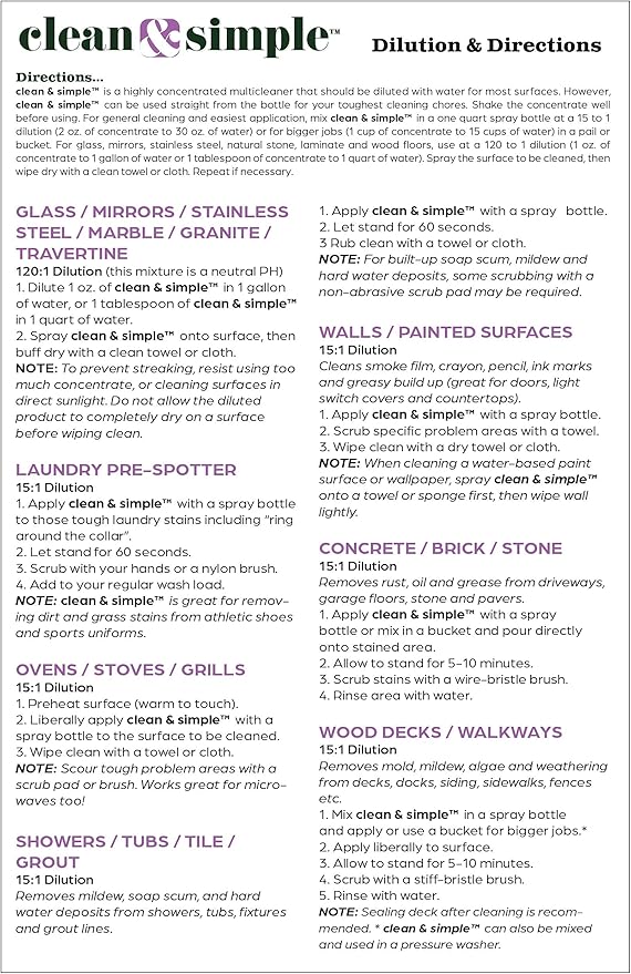 clean &amp simple™ SUPER CLEANER - Concentrated All-Purpose Multi-Surface Cleaner Non-Toxic Biodegradable