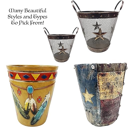 Urbalabs Silver Horse Leather Look Western Rustic Bathroom Trash Can Office Waste Basket Country Decor Rustic Office Garbage Can Cowboy Gun Decor Bathroom Decor Man Cave Western Waste