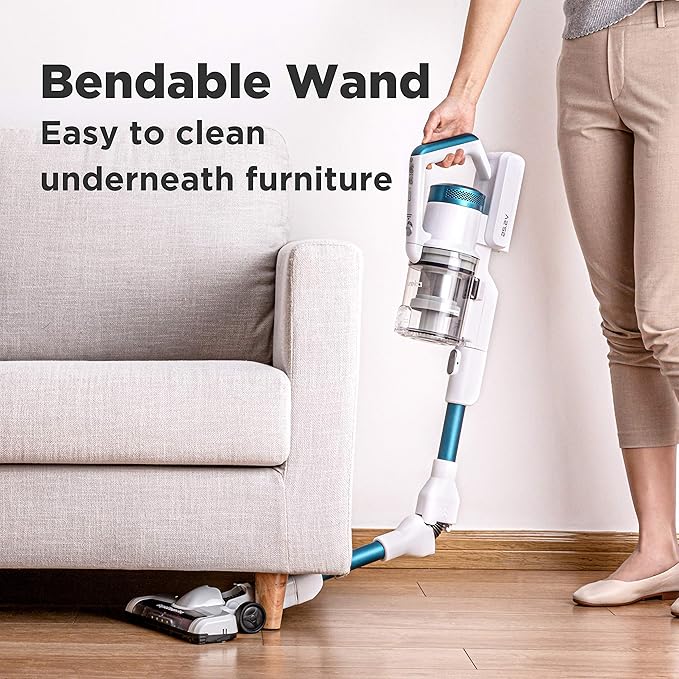 Eureka NEC185 Cordless Stick Vacuum Cleaner Convenient for Hard Floors Rechargeable Handheld Vacuum Cleaner Portable with Powerful Motor Efficient SuctionWhite