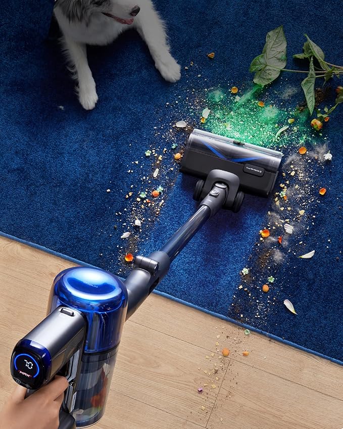 Tineco Pure ONE S70 Cordless Vacuum Cleaner 200AW Powerful Suction Up to 95min Runtime Zero Tangle Brush180° Foldable Tube Stick Vacuum Cleaner for Pet Hair Carpet &amp Hard Floor (Gray)