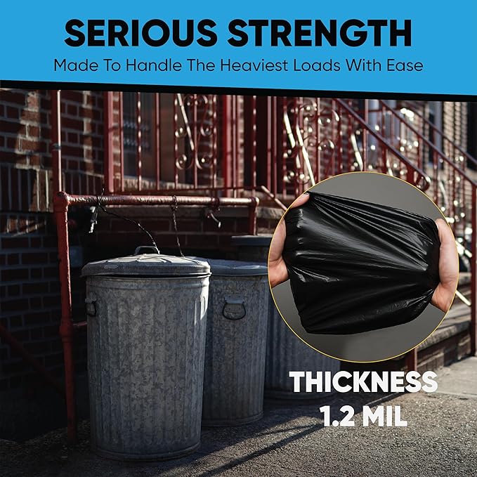 95-96 Gallon Trash Bags Heavy Duty | 50 Count | Extra Large 95-96 Gallon Trash Can Liners | 90-100 Gal for Outdoor Commercial and Home Use
