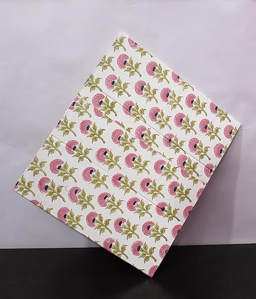 Generic 3.3 Gallon Cotton Hand Block Printed Paper Waste Basket |Small Decorative Trash Can for Housewarming Gifts in Living Room Bedroom Bathroom | Eco-Friendly Plastic-Free (1 PINK FLOWAR)