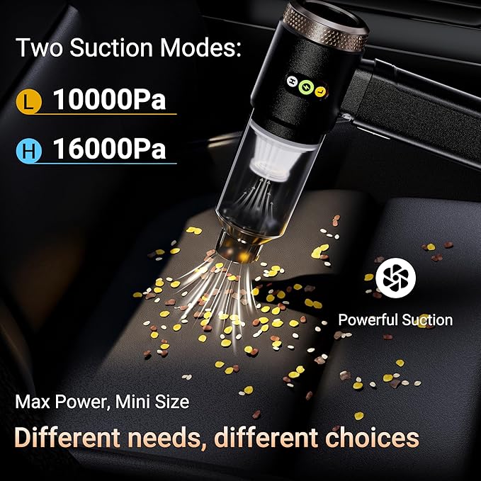 Portable Car Vacuum Cordless 18000PA High Power Handheld Vacuum Cleaner for Car Mini Cordless Rechargeable Vacuum for Car Interior Truck Desktop Home Ultimate Car Accessories Tech Gift for Men