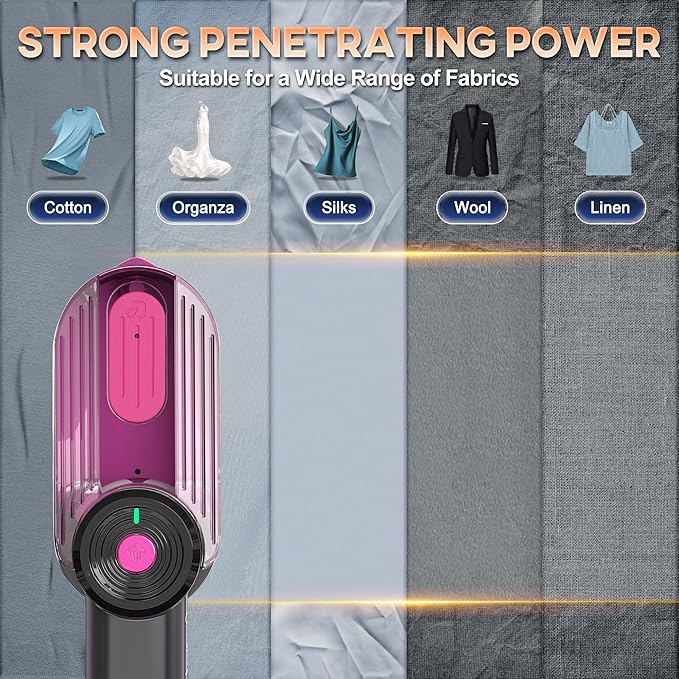 Travel Steamer for Clothes Small Iron - 1000W Portable Steamer &amp Mini Iron10s Fast Heat Handheld Mini Steamer with 8FT Cord Foldable Handle Travel College Dorm &amp Home Essentials (Purple)