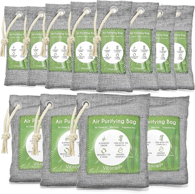24 Pack Bamboo Charcoal Air Purifying Bag Activated Charcoal Bags Odor Absorber Moisture Absorber Natural Car Air Freshener Shoe Deodorizer Odor Eliminators For Home Pet Closet