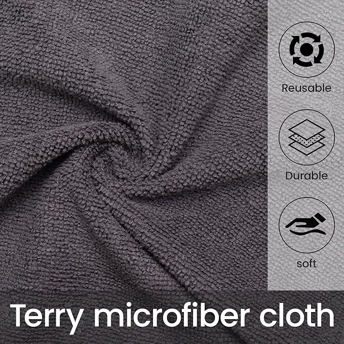 Greenfound Microfiber Cleaning Cloth Roll -80 Pack 11.5x11.5 Tear Away Towels Reusable and Washable Rags Grey