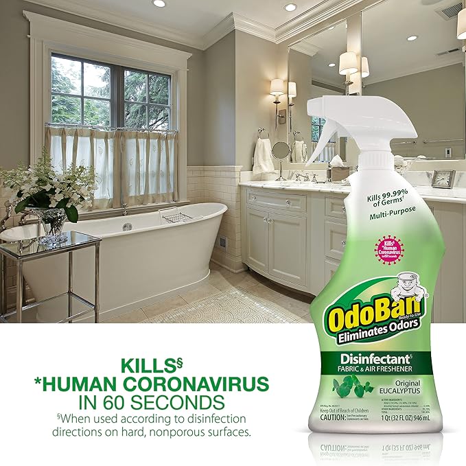 OdoBan Ready-to-Use Disinfectant and Odor Eliminator Set of 3 Spray Bottles 32 Ounces Each Original Eucalyptus Scent