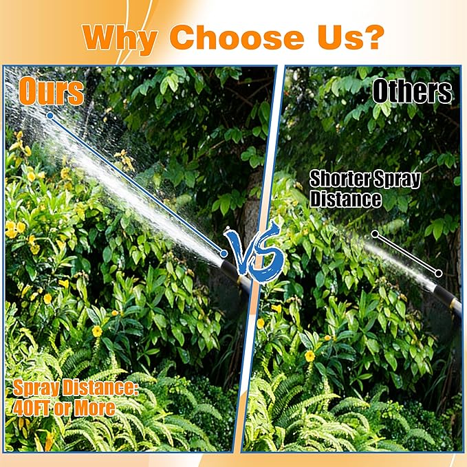 JOEJET Downstream Injector for Pressure Washer Adjustable Chemical Injector Kit Variable Power Washer Long Range Nozzle External Injection 45 FT Siphon Hose 2-2.5 GPM