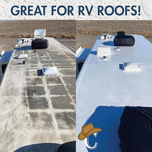 100% Silicone Roof Coating for RVs Campers &amp Flat Roofs - Waterproof Seal for Leaks Cracks &amp Seams - Ponding Water Resistant - 4.75 Gallon Black