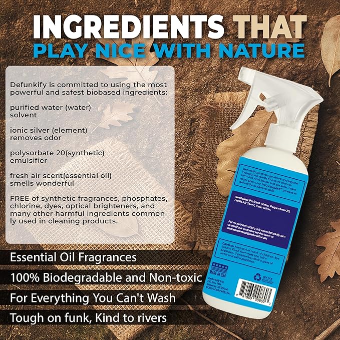 Fabric Freshener Spray 32oz. 'Fresh Air' Odor Remover Spray. Shoe Deodorizer Carpet Deodorizer Odor Eliminator for Strong Odors Cleaning Supplies. ProvenSafe™ Fabric Freshener for Sensitive Gear
