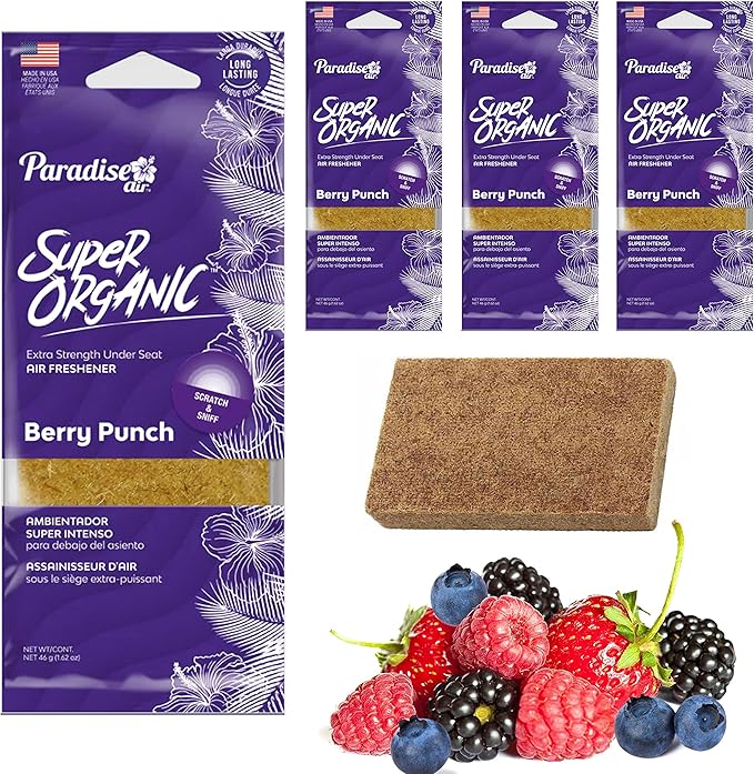 4 Pc Berry Punch Scented Car Auto Home Deodorizer Air Freshener Block Under Seat