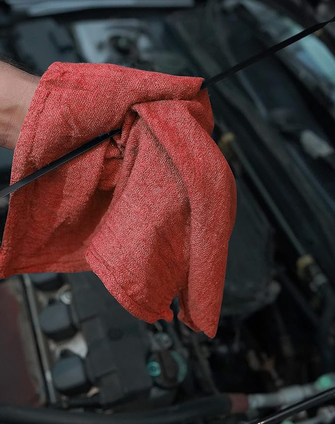 Cotton Shop Towels Red – (Pack of 150) Size 14x14 Inches Cleaning Rags – Absorbent Shop Rags and Multipurpose Cleaning Towels for Automobiles Industries Garage and Homes