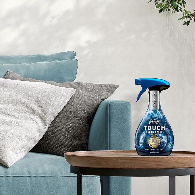 Febreze Touch Fabric Spray Air Freshener Odor-Fighting Fabric Refresher Couch and Linen Spray Sneaker Balls Alternative Ocean and Mountain Scent Multicolor 16.9oz 2ct