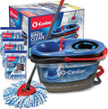 O-Cedar EasyWring RinseClean Microfiber Spin Mop &amp Bucket Floor Cleaning System with 3 Extra Refills Plastic Grey