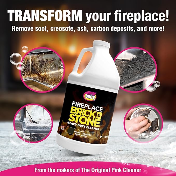 Quick 'n Brite Fireplace Gel Cleaner for Brick Stone Rock Tile and Marble Nonabrasive Fireplace Cleaner Made in the USA 64oz