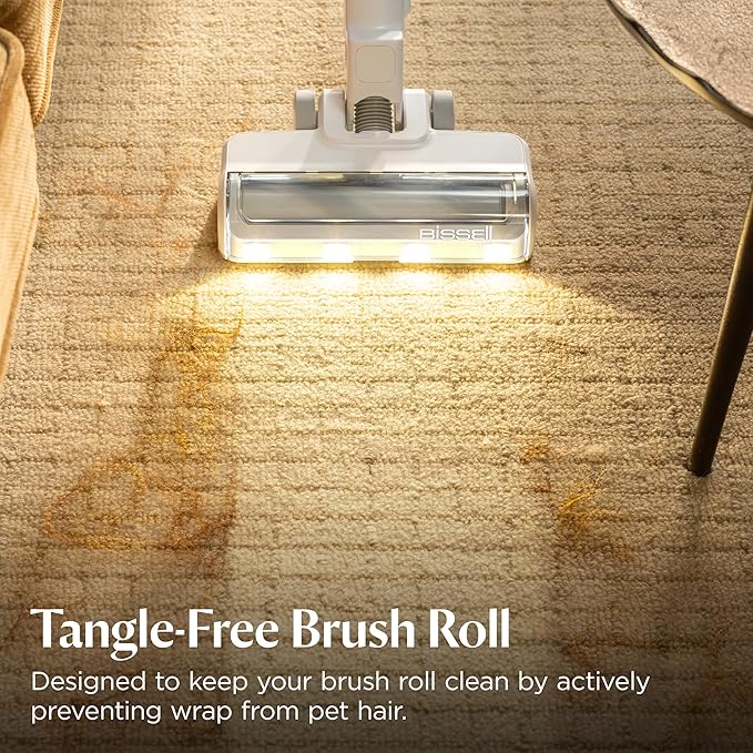 Bissell PowerClean 200W Self-Standing Cordless Vacuum w/Tangle Free Brush Roll Removeable Battery Wall Mount Upholstery Tool &amp Bright Headlights 4173