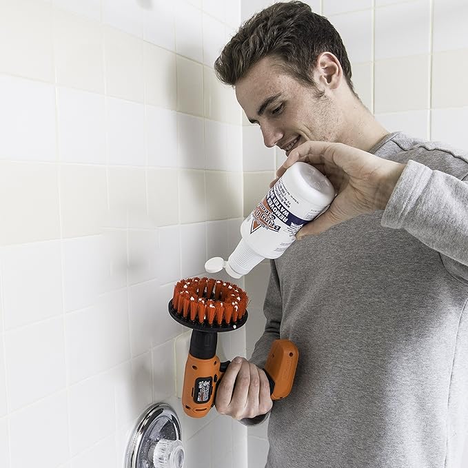 Bring It On Cleaner Hard Water Stain Remover + Grout Brush Cleaner Drill Brush Set Shower Door Tile Floor Cleaner Great Baseboard Cleaner Tool Attachment 16 Fl Oz