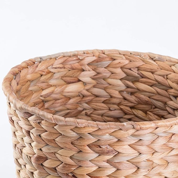 Vintiquewise Natural Water Hyacinth Round Waste Basket - for Bathrooms Bedrooms or Offices