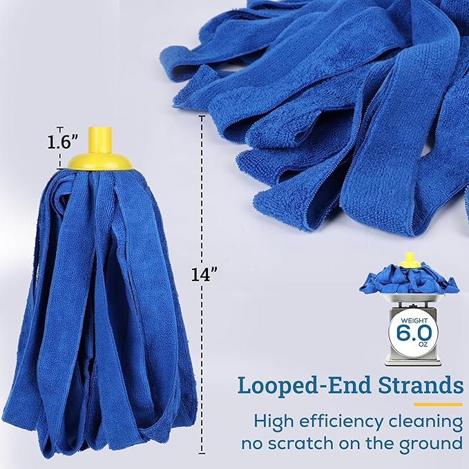 Kleen Handler Microfiber Mop Cloth Heads Replacements with 61 Extendable Handle 3 Pc Screw On Mop Refill for Commercial &amp Household Cleaning Compatible with All Standard US Threading Pole Handl