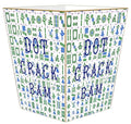Marye-Kelley WB6663 Dot Crack bam Mahjong Waste Basket Blue and Green