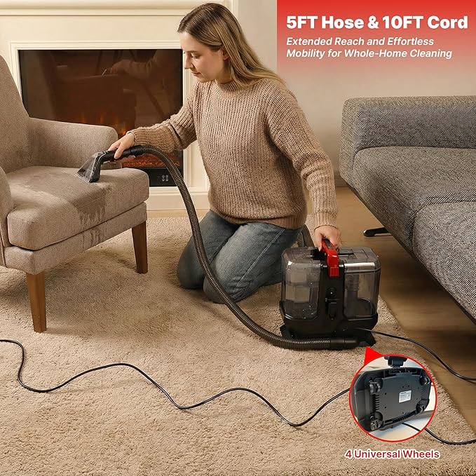Shop-Vac Portable Carpet Cleaner Machine with 212℉ Steam &amp Heating System 4 Cleaning Modes Upholstery Cleaner with Versatile Tools for Car Rug Couch Bathroom Kitchen Messes 5430270