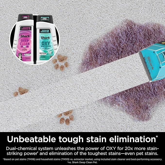 Shark EX301 CarpetXpert HairPro Pet with StainStriker Corded Upright Deep Carpet Rug &amp Upholstery Cleaner Pet Stain Remover Gray (Renewed)