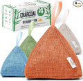 4 Pack Bamboo Charcoal Air Purifier Bags 200 Grams Each - Activated Charcoal Odor Absorber for Car Pets &amp Closet - Natural Freshener for Home Eco-Friendly &amp Reusable Charcoal Bags (Fresh Col