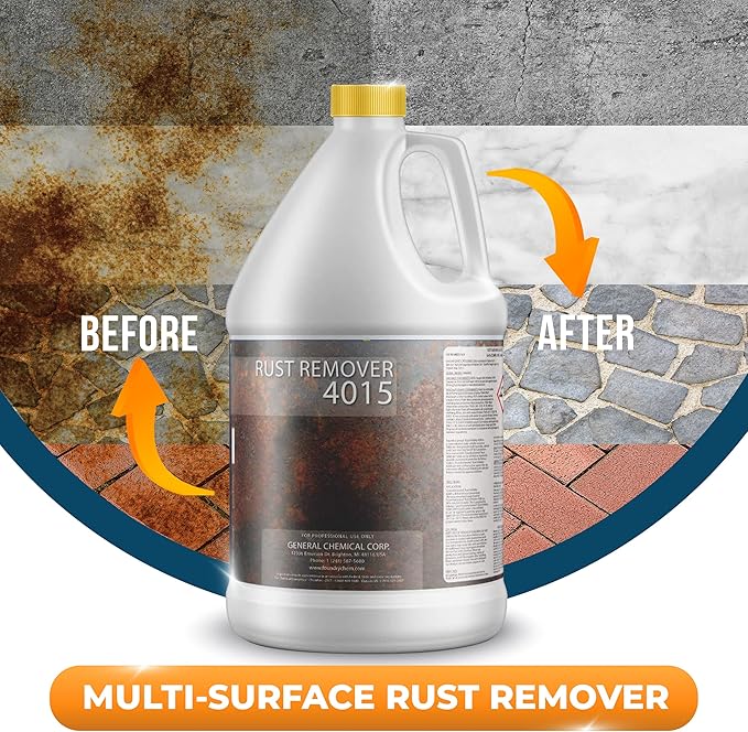 DeckGeneral Rust Remover 4015 All Surface Rust Stain Eliminator Concrete Cleaner Effective Oxidation Clean Up for Driveways Walkways Swimming Pools Brick Pavements and More (1 Gallon)