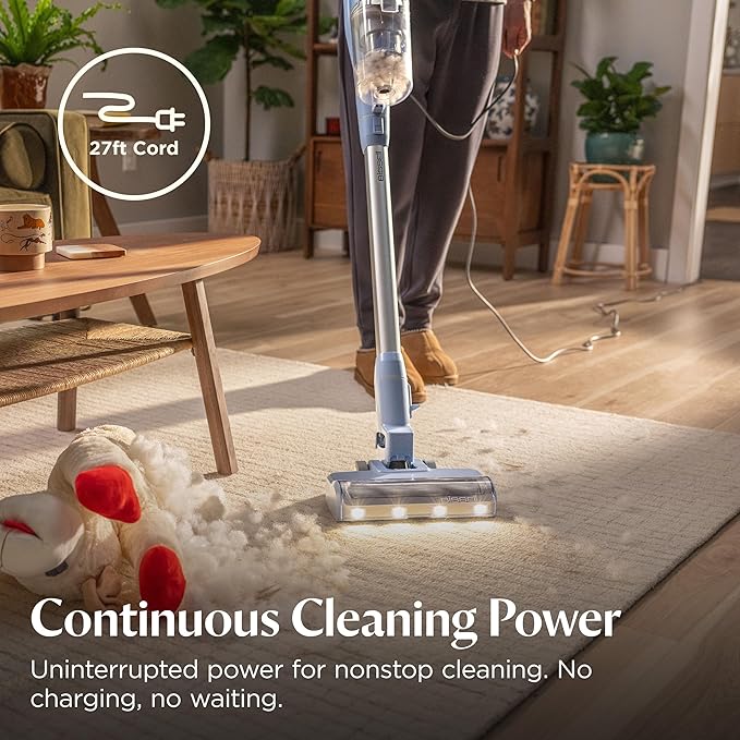 Bissell PowerClean Corded Stick Vacuum Tangle-Free Brush Roll Self-Standing HEPA Filtration Crevice &amp Upholstery Tools Included 4214K
