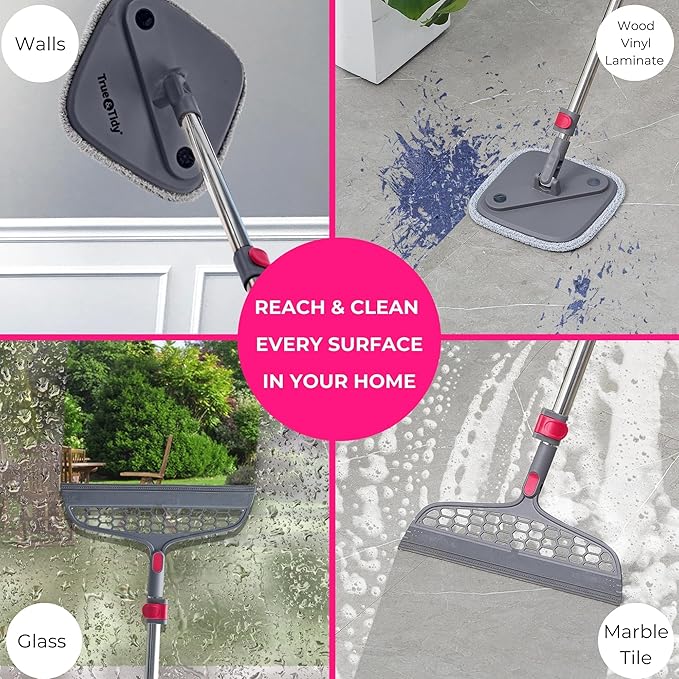 Heavy Duty Square Spin Mop for Floor Cleaning Separate Compartment for Clean and Dirty Water Use Any Cleaning Solution Self Cleaning Machine Washable Pads