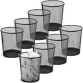 Amyhill 8 Pieces Mesh Trash Can Round Mesh Waste Basket Mesh Garbage Bin 3 Gallon 4 Gallon 6 Gallon Open Top Lightweight Bathroom Wastebasket for Office Home (Black Small)