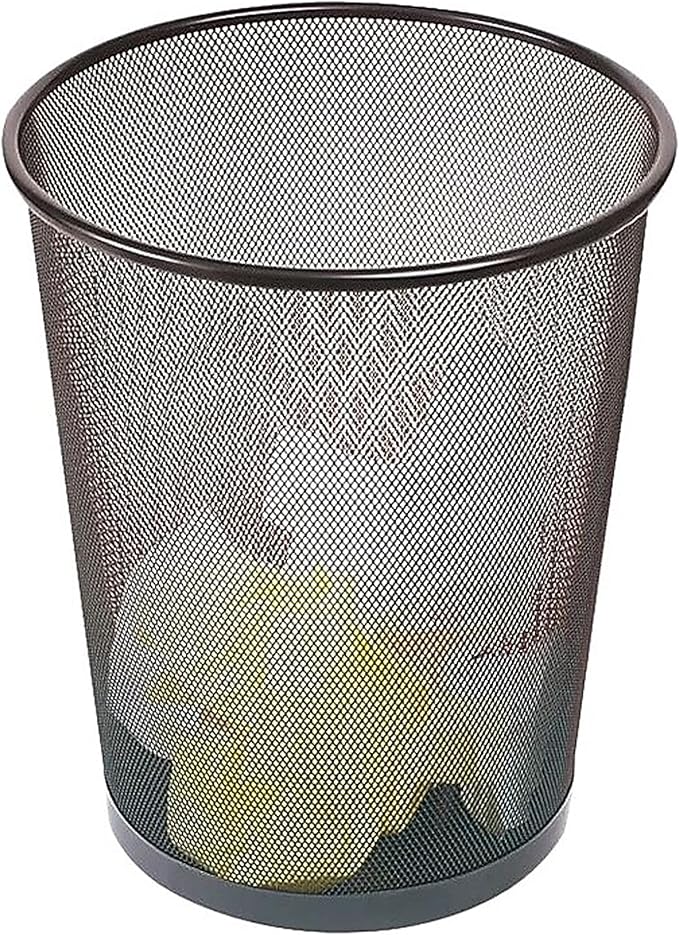 STAPLES Indoor Black Trash Can Without Lid Steel Mesh 5 Gallon Capacity