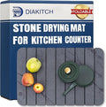 Stone Drying Mat for Kitchen Counter – Super Absorbent Stone Dish Drying Mat Foldable &amp Quick Dry Diatomaceous Earth Mat for Dish &amp Bottle Ideal for Kitchen - 23.6 x 15.4 Dark Grey