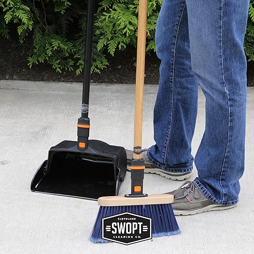 SWOPT 12” Upright Dustpan Standard Combo – Ergonomic Design Eliminates Need to Bend While Cleaning – Interchangeable with All SWOPT Cleaning Products