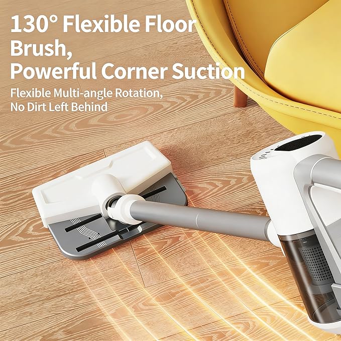 Wireless Vacuum Cleaner with Anti-Entanglement Design Rechargeable Lightweight and Suitable for Carpets Hard Floors and Other scenarios (White)