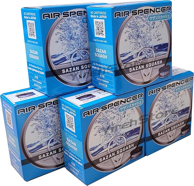 Air Spencer Cartridge Sazan Squash Scent Car Air Freshener Heavy Duty Last Long JDM Eikosha Japan (Pack of 5)