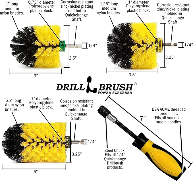 Toilet Bowl Cleaner Bathroom Hand Brush Set - Bathroom Cleaning Brush - Shower Scrub Brushes for Cleaning - Bathtub Cleaning Brush - Grout and Tile Cleaning Brush - Power Bathroom Scrubber - Tub Brush