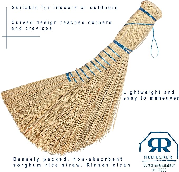 REDECKER Whisk Brush Dutch-Style Set of 2 12-1/2 inches Sturdy Hand Brush for Indoor and Outdoor Use Stiff Bristle Design Easily Cleans Floor and Car Mats - Whisk Brushes - Stiff Whisk Broom